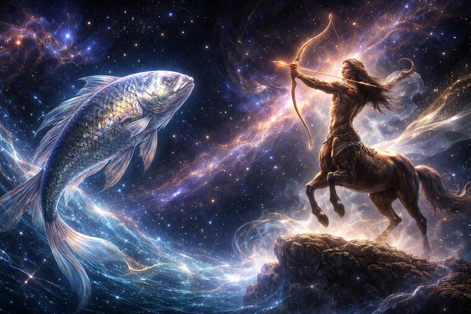 Poissons et Sagittaire : l’alchimie céleste d’une union au pouvoir métamorphique